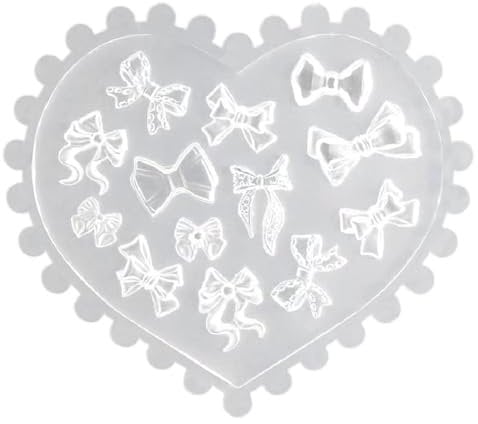 3D Heart Bow Mold Silicone Nail Tools Bow Nail Charms Silicone Molds for Resin Accessories Cute Bowknot Silicone Nail Molds Nail Bows Resin Molds for DIY Bow Charms for Nails Design Nail Art Tools