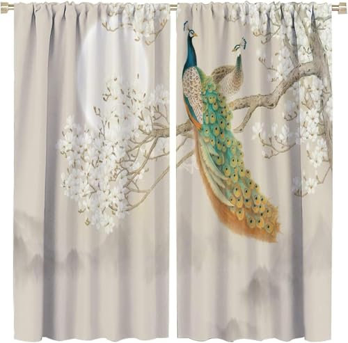 Flächenvorhang Set Tier Pfau Moderne Haushalt Schlafzimmer Balkon Wärmedämmung 3D-Druck Vorhang Panel Home Decor Vorhänge Für Wohnzimmer Bedroom Children's Room 300X280 cm (B + H)-119085499