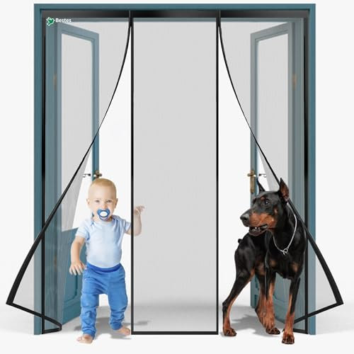 Screen Doors with Magnets 360x230cm Reinforced Anti-Tearing Screen Door for Balcony Sliding Living Room Black