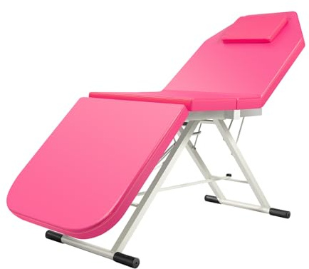 unkonwcy Portable Foldable Salon Massage Bed Tattoo Beauty Spa Therapy Couch Table Chair Folding Lightweight Tri-Fold Adjustable Mobile Treatment Barber Facial 3-Section For Foot Shops Health Salons