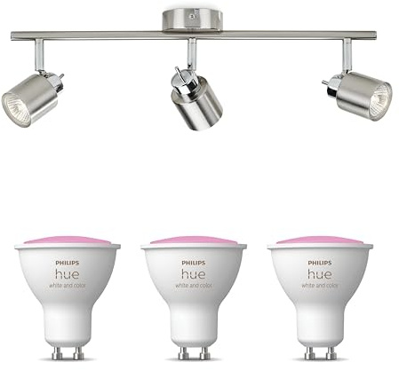 Philips Hue Meranti Aufbaustrahler (Mattchrom) - 3-Flammig - Weiß/Farbe | Deckenstrahler - GU10 - Hue White and Color Ambiance