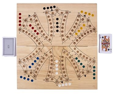 Engelhart – 350264 - XL Tock Spiel aus Holz - 6 Spieler - Klappbarer Koffer aus Hevea-Holz - Traditionelles kanadisches Gesellschaftsspiel - Spielverlauf mit Karten – 2 bis 6 Spieler - Ab 6 Jahren
