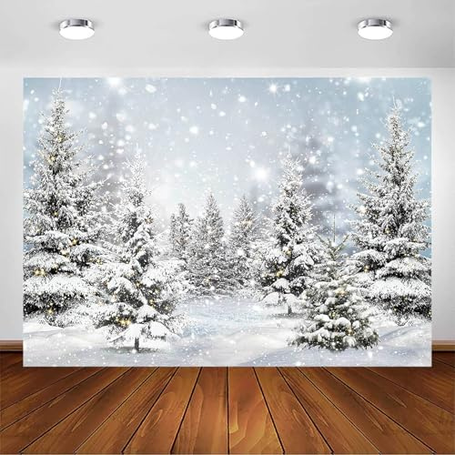 Avezano Winterhintergrund, Schneewald, Wunderland, Schneeflocke, Winterlandschaft, Fotohintergrund, Familie, Weihnachten, Feiertag, Party, Dekoration, Portrait-Hintergrund, Fotokabinen-Requisiten (2,1