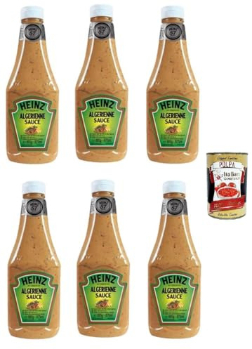 Italian Gourmet Salsa Algerienne salsa piccante 6 x 875ml Würzsauce Flasche | Cremosa e speziata; würzig-scharfer Begleiter zu Pommes, Burgern, Gesamtnettogewicht 5,25 L + Kostenlos Polpa 400g