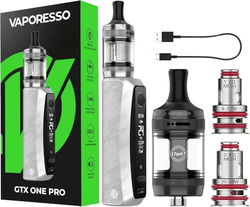 Vaporesso GTX One Pro Mod Kit 40W mit XTank T (3ml) - 3000mAh Akku GTX one pro Mod- GTX Coils 0.6Ω/1.2Ω - Top-Füllung - MTL DTL Vape No Nicotine (Silber)