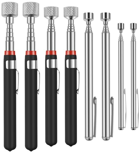 JUNFEIFLUX 8 Stück Magnet Teleskopstab Set aus Edelstahl | Abholwerkzeug für Aufnehmen von Metallteile Kleinen Teilen (1.5LB/3LB/10LB/15LB).