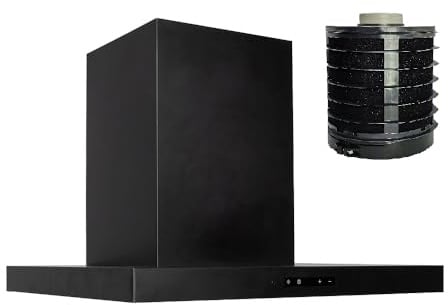 VLANO LEVEL Pure 70 Umluft-Dunstabzugshaube, 70 cm, mit Long Life Filter, Fernbedienung, Mattschwarz, 635 m³/h, 4 Leistungsstufen, Touch-Bedienfeld, LED-Beleuchtung Block Wandhaube wartungsfrei