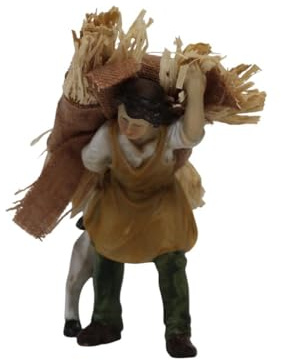 Krippenfigur Miniaturfigur Knecht mit Strohsack und Ziege Höhe 8,5cm handbemalt Polyresin, Modellbau Puppenhaus
