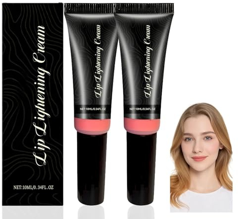 2PCS Lip Lightening Balm for Dark Lips, Lightening Formula with Moisturizing Highlighter & Scrub Exfoliator, Brightening Balm for Smo/kers & Non-Smok/ers to Fade Lip Discoloration, Dry Lips Treatment