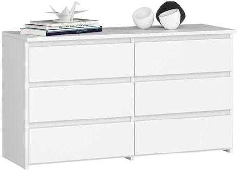 BDW – Cómoda Blanca con 6 cajones – Mueble de Almacenamiento para salón – L: 100cm, H: 77cm – Armario para habitación Infantil o Armario Empotrado – En Panel Laminado – Coco