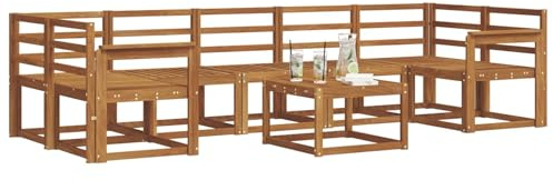 vidaXL Outdoor-Sofagarnitur 8 pcs Natur Massivholz Akazie, Akazienholz Outdoormöbel, modernes Gartensatz, modulare Sitze, Flexible Lounge für die Terrasse