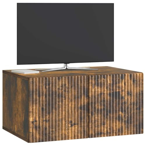 vidaXL Wandmontierter TV-Schrank Geräucherte Eiche 59,5 x 41 x 30 cm, Wohnzimmer, Moderne Entertainment-Wand, rechteckige TV-Konsole, stylischer Stauraum, hängender Schrank