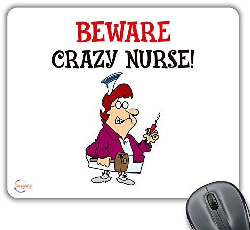 Coralgraph Inc CP538 Beware Crazy Nurse! Novelty Gift Printed PC Laptop Computer Mouse Mat Pad