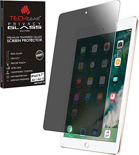 TECHGEAR Anti Spy Screen Protector for iPad Air 9.7, Air 2, iPad 6 - PRIVACY GLASS Edition Genuine Tempered Glass Screen Protector Guard Cover Compatible with Apple iPad 9.7 Air 9.7, Air 2