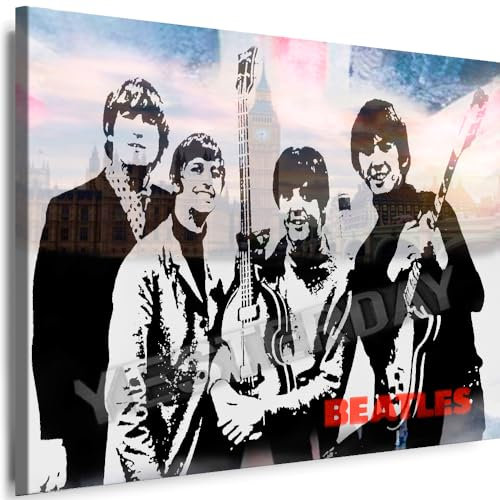 Myartstyle - Bilder Beatles Band 60 x 40 cm Leinwandbild Xxl - Wandbild 1 Teilig - Gerahmter Kunstdruck Musik w-s-2023-21