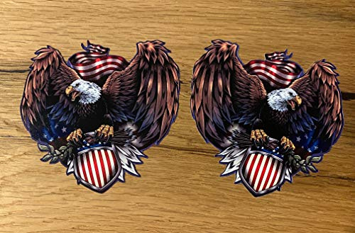 24/7stickers #658 / 2X Aufkleber Adler je 9 x 9 cm Eagle Chopper Bobber Biker Motorrad USA Vintage Retro Oldtimer
