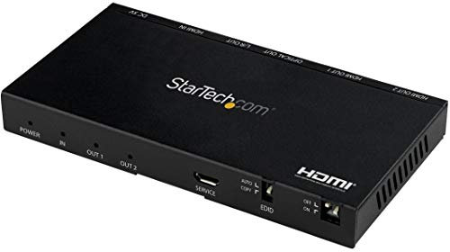 StarTech.com ST122HD20S 2 Port HDMI Splitter (4K 60Hz, mit Scaler, HDCP 2.2, EDID Emulation, 7.1 Surround Sound)