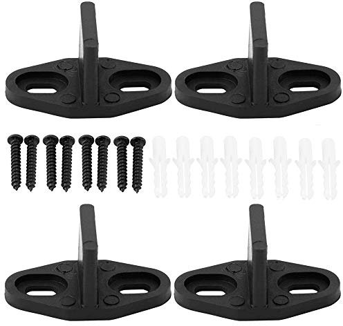 Mirrwin Guide au Sol Robuste Guide de Plancher de Porte Mur de Guidage au sol Réglable avec des Vis Convient pour Porte D'armoire Porte en Bois Porte de Grange 4 Pièces Noir