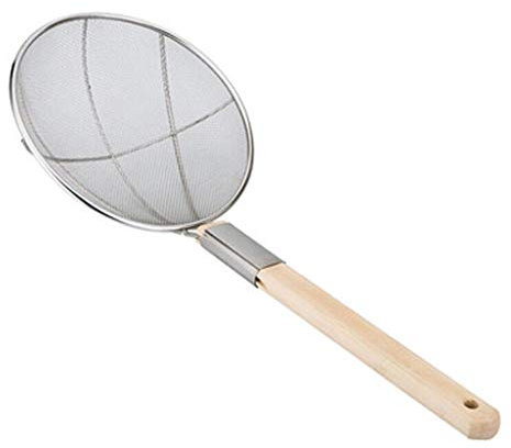 XXXXW Strainer Skimmer Ladle Kitchen Stainless Steel Skimmer Fine Mesh Strainer with Wooden Handle, 9.6-Inch Strainer Basketball Cooking Skimmers (Size : 28cm)