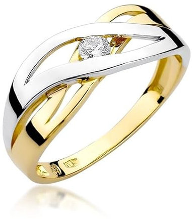 Damen Solitär Versprechen Ring Verlobungsring Antragsring 585 14k Gold Gelbgold natürlicher echt Diamant Brillanten
