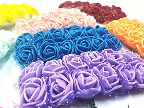 96 rose in schiuma con gambo, fiori in schiuma, 8 colori misti, bouquet di rose da sposa, bouquet di rose per matrimoni, feste