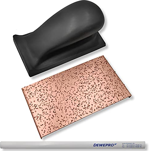 DEWEPRO® Schleifklotz mit Klett inkl. Hartmetallplatte aus Wolfram Karbid K36 – Handschleifer 125x70mm zum Anrauen & Schleifen von Mauerwerk, Beton, Putz – inkl. DEWEPRO Bleistift