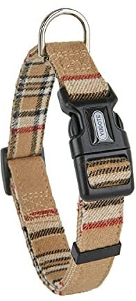 YUDOTE Soft Dog Collar Cloth Wrapped British Style Plaid Collars Non-irritant for Small Dogs with Sensitive Skin, British Khaki