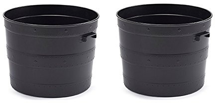 Set Of 2 Small Blacksmith Barrel Planter Plant Pot Tub Indoor Outdoor With Handles 35cm