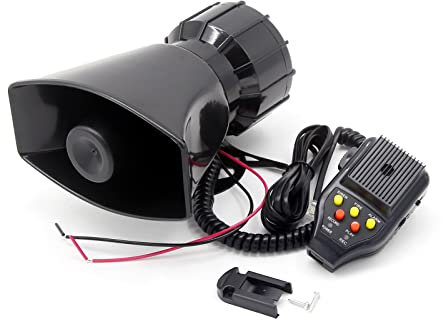 Aumotop Auto Aufnahme Sirene Lautsprecher, 12V 100W 3 Töne Auto Sirene Horn Lautsprecher und Mic PA Lautsprecher System mit Aufnahmefunktion, Lautstärkeregler, EIN-Aus-Funktion, Statusanzeige