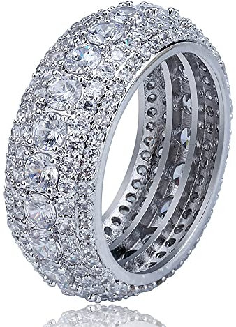 Pekdi Iced Out Ringe für Männer Hip Hop Zirkonia Ring Bling Diamantring CZ Ring Hochzeit Verlobungsring Ewigkeitsring für Männer Frauen