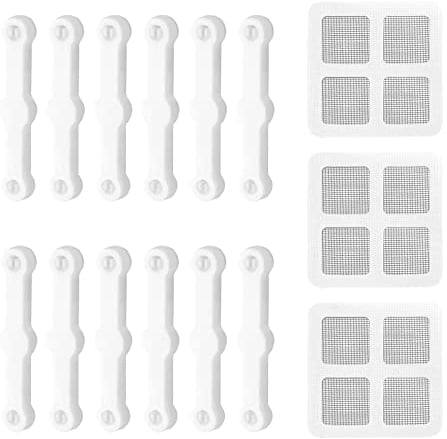 12 Stück Fliegengitter Fenster Clips Selbstklebende mit 3 Stück Reparatur Patch Kit, Herausfallen Verhindern Fliegennetz Klebeband Bildschirm Installation Werkzeug Reparatur Pads