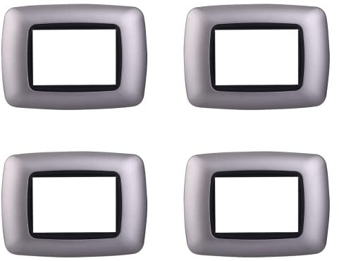 4 Pezzi Placche Compatibile Con Bticino Living, Placche Plastica Bombata (3 Posti/Moduli,Silver)