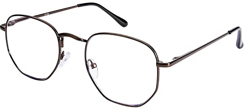 DOOViC Lesebrille Blaulichtfilter Große Gläser Metallgestell Dünner Rahmen Bronze Brille mit Sehstärke für Damen/Herren 1,75