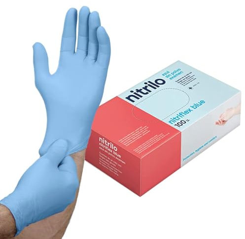 100 Guantes nitrilo talla XL azul, 100 uds/caja, guantes nitrilo talla S, M, L, XL, guantes desechables, guante nitrilo desechable sin polvo, guantes de goma sin látex