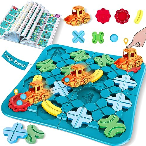 ROHSCE Spielzeug STEM Brettspiele Intelligente Logik-Road Builder Denksport-Puzzle-Spiel, Montessori Vorschul-Reisespielzeug Brettspiel-Auto-Spiele für Kinder im Alter von 4-8