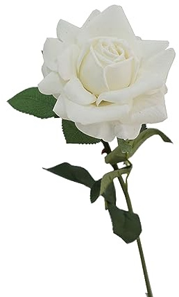 BQEE Künstliche Blumen mit Stielen, 72,9 cm langer Stiel, 5 Stück, bunte künstliche Rosen für Dekoration, Rosenstrauß, Kunstblumen für Hochzeits-Mittelstücke (weiß)