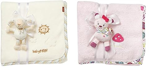 Fehn Kuscheldecke Schaf - Kuschelige Schmusedecke als Babydecke & 076868 Kuscheldecke Rehkitz – Weiche Schmusedecke zum Kuscheln