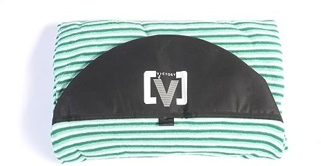 VICTORY Classic Retro Terry Longboard/Mini-Mal Sockenüberzug - Leichte Stretch-Surfbrett-Tasche, schützende Poly-Nase, weiches atmungsaktives Frottee-Stretch-Ärmel/Hülle (Schwarz/Grün, 8.0)