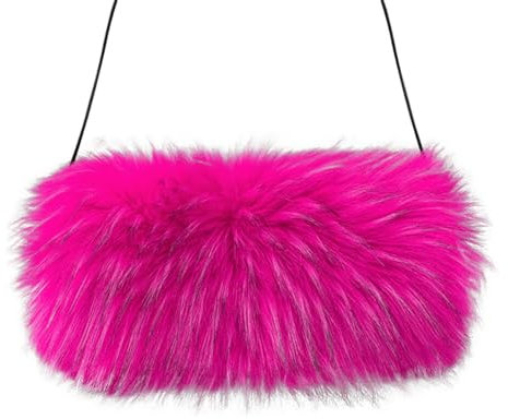 Uposao Winter Dicke Plüsch Warme Handwärmer Damen Kunstpelz Mode Handwärmer Armwärmer Muff mit Umhängeband für Frauen Männer Kinder 20cmX10cmX40cm