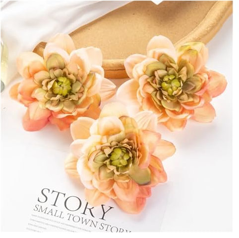 Künstliche Seerose 10 Stück 10 cm künstliche Blumen for Sammelalbum, gefälschte Dahlie, Heimdekoration, Hochzeit, Weihnachtskranz, Zubehör, DIY-Süßigkeitsschachtel, Seidenlotus ( Color : Color 7 , Siz