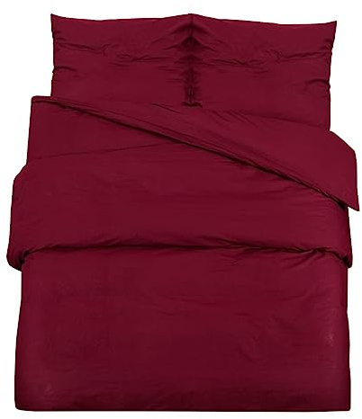 vidaXL Bettwäsche-Set Bordeauxrot 240x220 cm Baumwolle