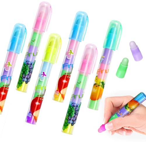 Nayyana Confezione da 6 gomme a forma di penna, scorrevoli, impilabili, carine, coloranti, estetiche, per bambini, artisti, cancelleria