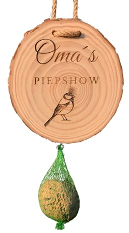 DwieDeko® Geschenk für die Beste Oma, lustige Holz Deko für den Garten o. Balkon, Geschenke für Frauen zum Geburtstag, Geburtstagsgeschenke zum Aufhängen, Meisenknödelhalter, personalisiert Enkel