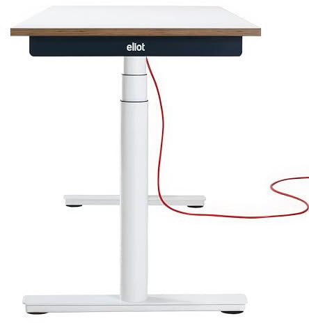 Eliot Tiny White | Elektrisch Höhenverstellbarer Schreibtisch mit Display und Kollisionsschutz | Memory Funktion | USB-Ladeanschluss | HomeOffice & Büro (100x60cm)