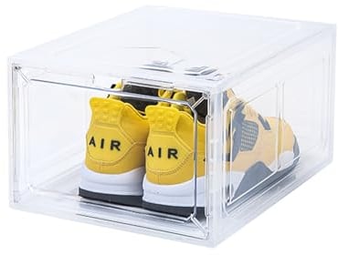 VBNZBK Schuhboxen Stapelbar Transparent, Hartplastik Schuhkarton mit Deckel, Schuhaufbewahrung für Stöckelschuhe, Stiefeletten, Pumps, High Tops, für Größe 46 (1 Stück)