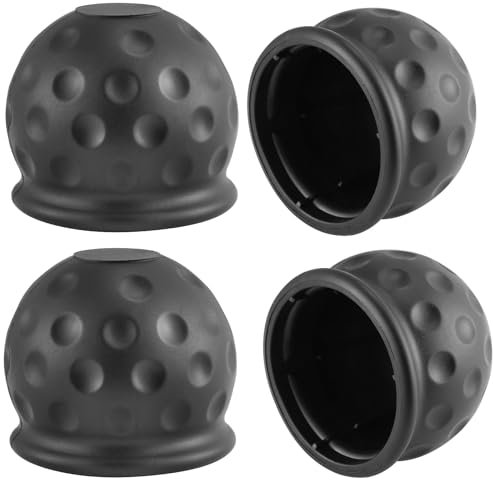 AGRISHOP 4X Anhänger Abschleppstange Ball Abdeckkappe Gummi Schwarz Φ50mm Anhängerkupplung Abdeckung