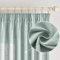 EMEMA Gardinen Vorhänge Leinenvorhang mit Kräuselband Voile Vorhang Leinenoptik Modern Halbtransparent für Wohnzimmer Dekoschal Küchengardinen Schlaufenschal Schlafzimmer Türkis 140 x 225 cm