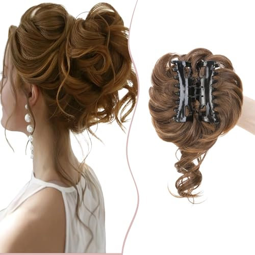 SEGO Haarteil mit Klammer Dutt Haarteile Haargummi mit Haaren Extensions Pferdeschwanz Zopf Hochsteckfrisuren #6T27