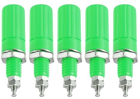 Rebower 5 Unidades de Bornes de Conexión de Montaje Terminal Verde de 3 Mm con Cubierta Enchufe Banana para Altavoces, Audio, Receptor de Video, Amplificadores, Sistemas de Sonido