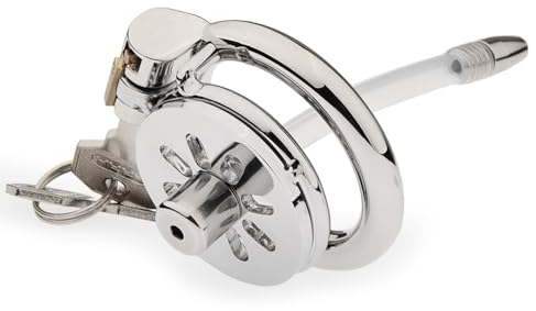 Keuschheitsgürtel, Keuschheitskäfig mit Silikonkatheter, unsichtbares Schloss, Keuschheitskäfig, Peniskäfig, Sex, Metall Keuschheitskäfig, flacher Käfig für Männer, 40 mm